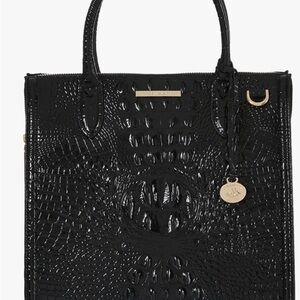 Brahmin Caroline Melbourne Genuine Leather Elegant Black Embossed Tote Bag